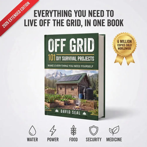 Off Grid: 101 DIY Survival Projects by David Seal, 2026 extended edition, printed book cover